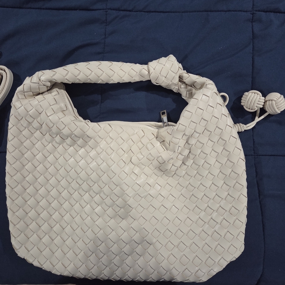 Elegant Cream Woven Handbag